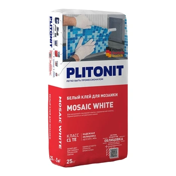 Клей для плитки Plitonit Mosaic White (С1ТЕ), 25 кг